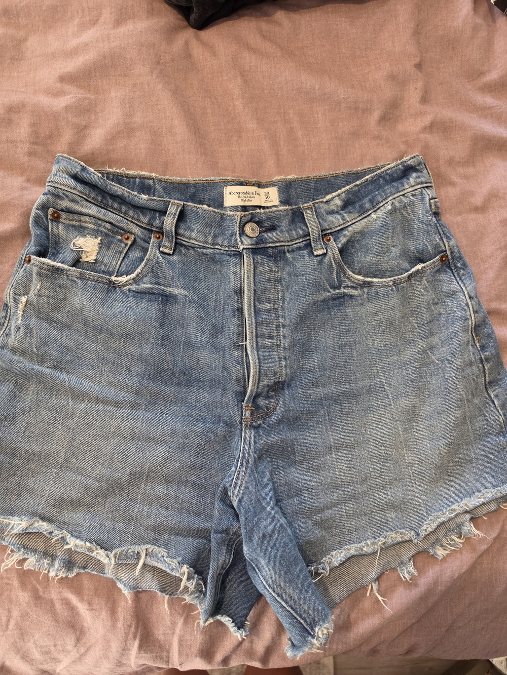 Abercrombie & Fitch faded blue denim cutoff shorts